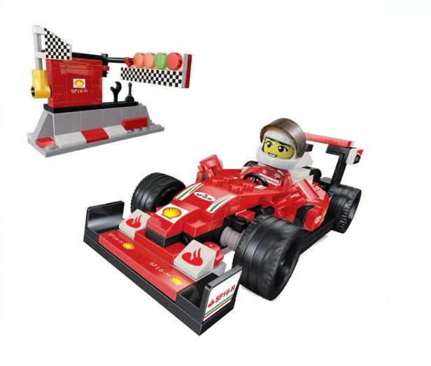 Cuburi de Constructie Masina de Curse - Robot 2 in 1 cu 1 Figurina (262 de piese)