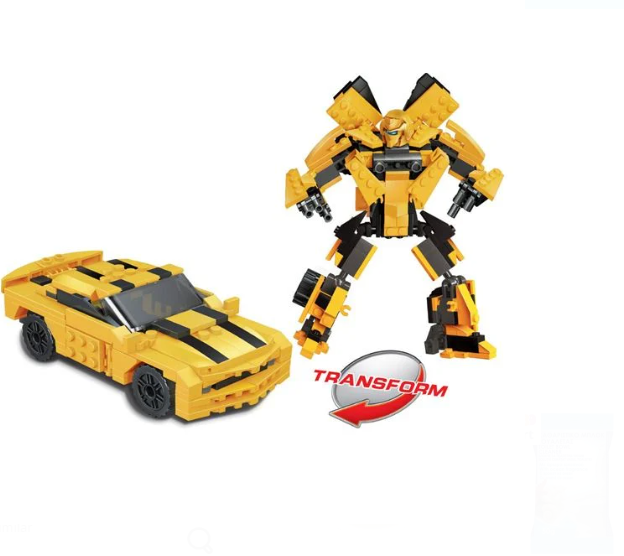 Cuburi de Constructie Robot Transformer Masina Galbena (258 piese)