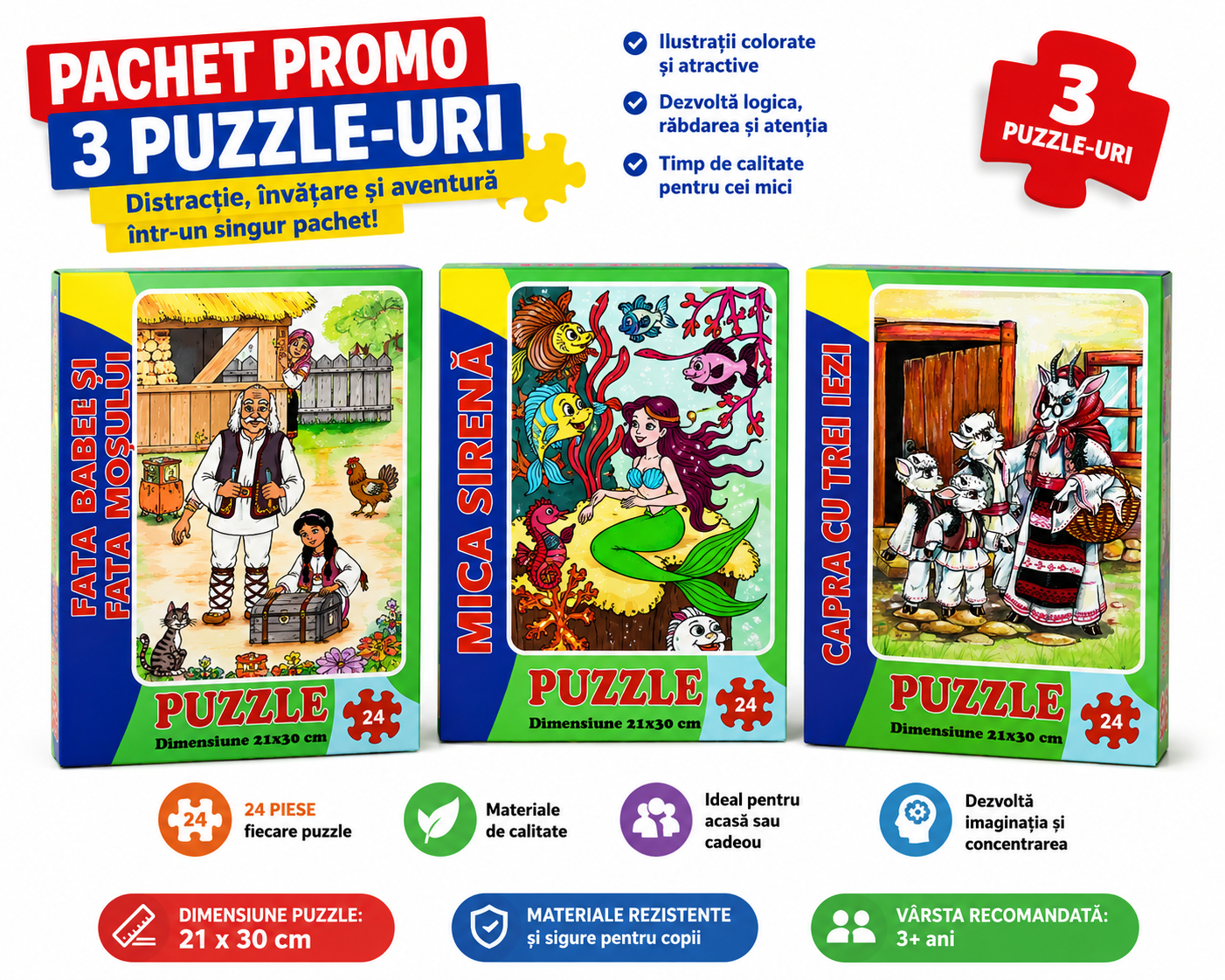 Pachet Promo 3 Puzzle-uri 24 Piese