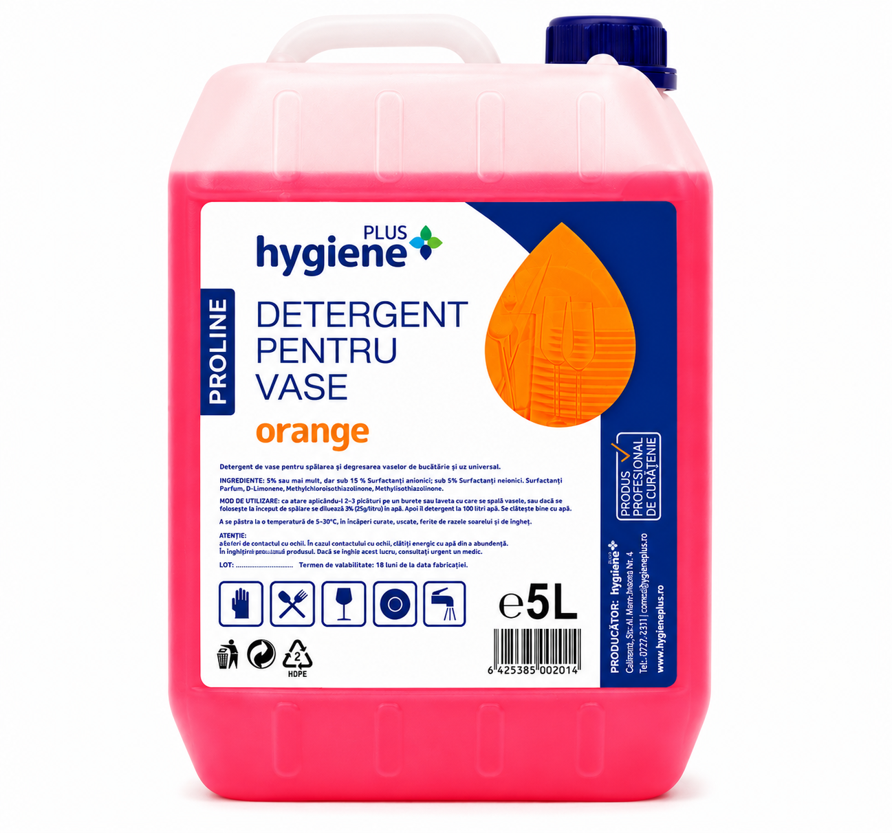 Detergent Vase Hygiene Plus Proline Orange 5L